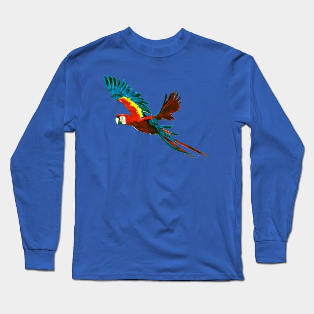 Scarlet Macaw 2 Long Sleeve T-Shirt by A.E. Kieren Illustration